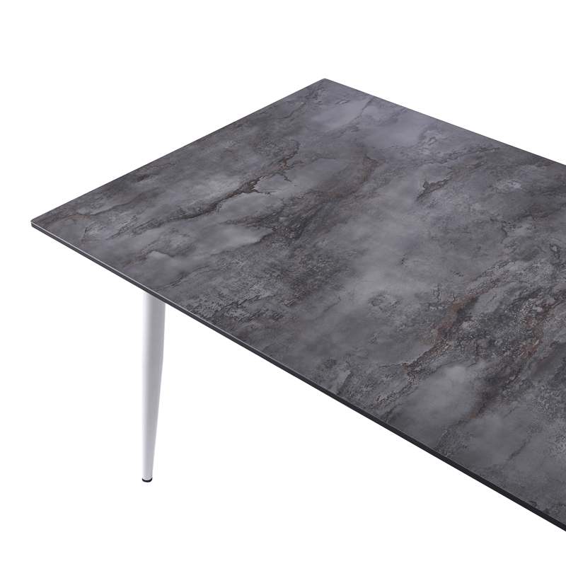 Ruokapöytä ulos Tolentino 90x180 cm kiviefekti - Valkoinen/harmaa - Puutarhakalusteet - Terassipöydät - Ruokapöytä terassille