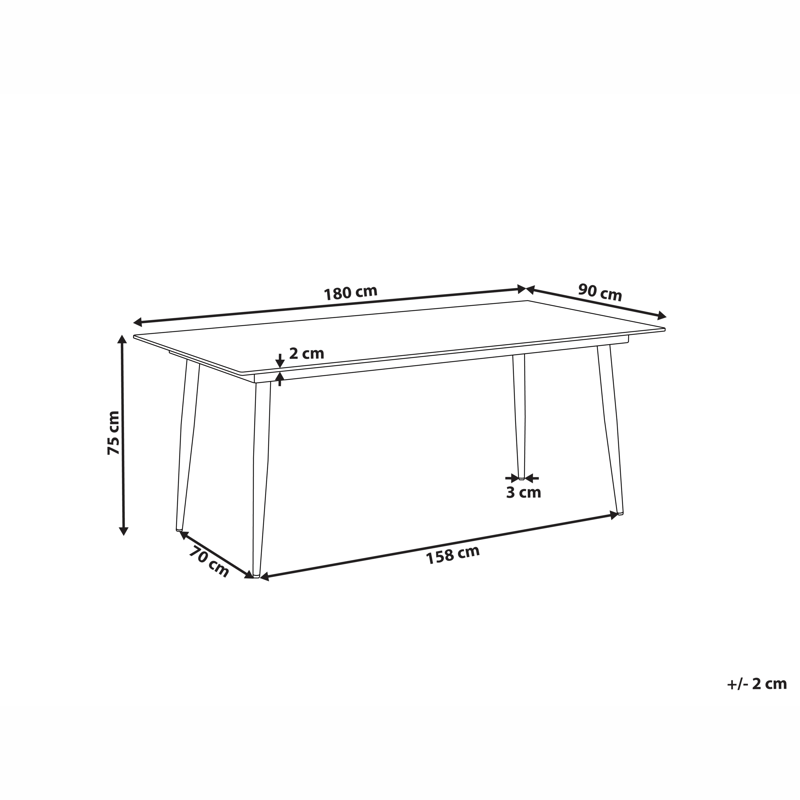 Ruokapöytä ulos Tolentino 90x180 cm marmorieffekti - Harmaa - Puutarhakalusteet - Terassipöydät - Ruokapöytä terassille