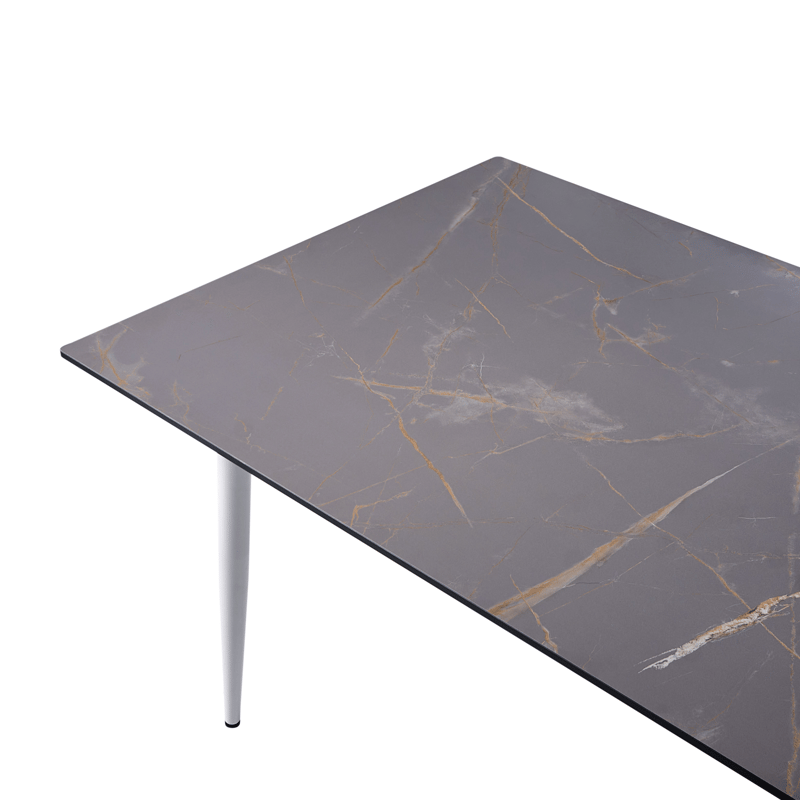 Ruokapöytä ulos Tolentino 90x180 cm marmorieffekti - Valkoinen/harmaa - Puutarhakalusteet - Terassipöydät - Ruokapöytä terassille