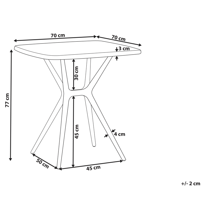 Ruokapöytä ulos Piave 70x70 cm - Musta - Puutarhakalusteet - Terassipöydät - Ruokapöytä terassille