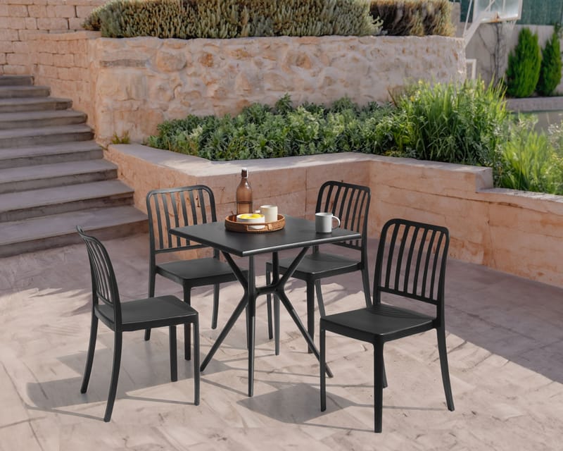 Ruokapöytä ulos Piave 70x70 cm - Musta - Puutarhakalusteet - Terassipöydät - Ruokapöytä terassille