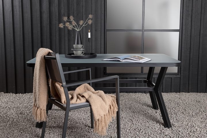 Ruokapöytä Virya 160 cm Musta/Harmaa - Venture Home - Ruokapöytä terassille