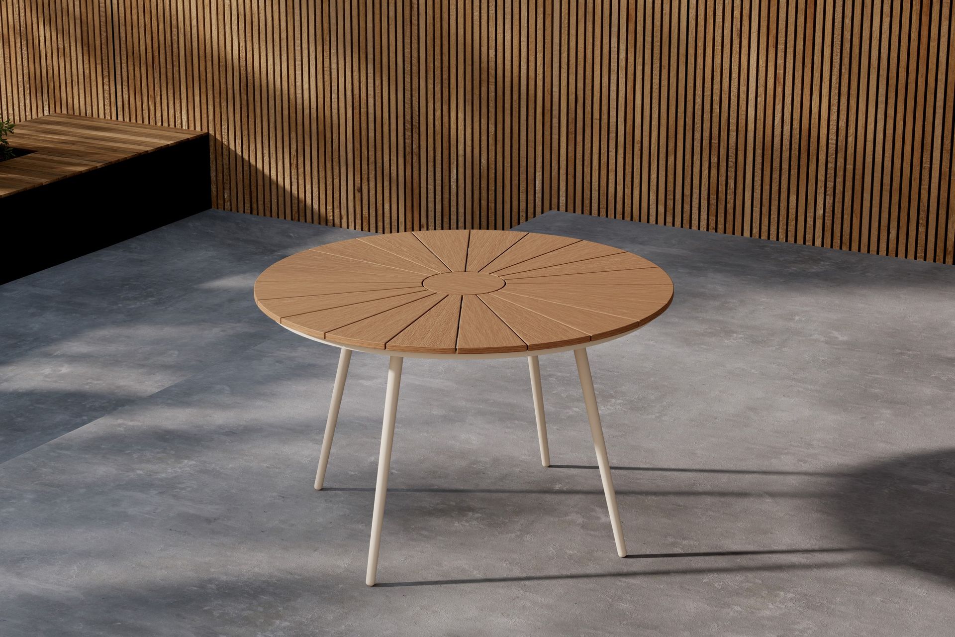 San Vito Ruokapöytä Ulkokäyttöön 120 cm - Beige - Puutarhakalusteet - Terassipöydät - Ruokapöytä terassille