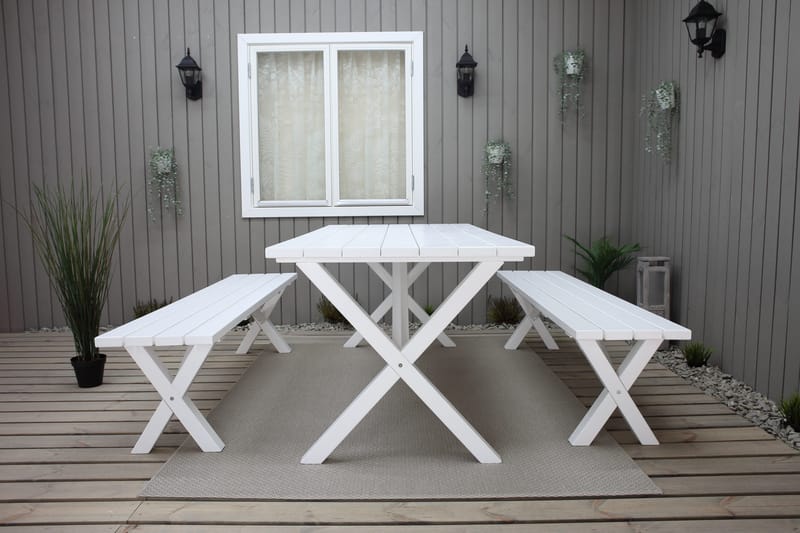 Scottsdale Ulkopöytä Suorakulmainen Valkoinen 190 cm - Valkoinen - Puutarhakalusteet - Terassipöydät - Ruokapöytä terassille