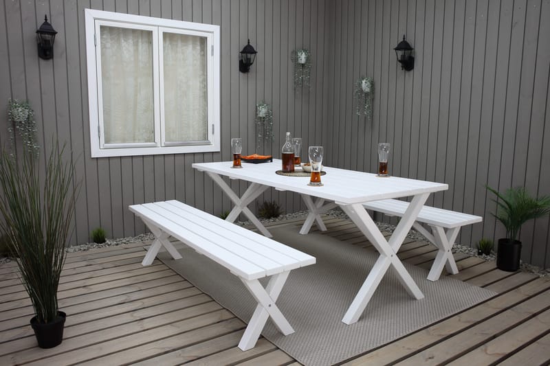 Scottsdale Ulkopöytä Suorakulmainen Valkoinen 190 cm - Valkoinen - Puutarhakalusteet - Terassipöydät - Ruokapöytä terassille