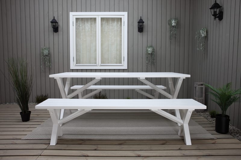 Scottsdale Ulkopöytä Suorakulmainen Valkoinen 190 cm - Valkoinen - Puutarhakalusteet - Terassipöydät - Ruokapöytä terassille