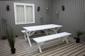Scottsdale Ulkopöytä Suorakulmainen Valkoinen 190 cm - Valkoinen - Puutarhakalusteet - Terassipöydät - Ruokapöytä terassille