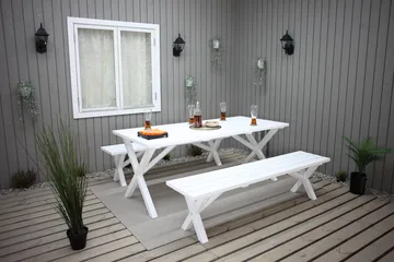 Scottsdale Ulkopöytä Suorakulmainen Valkoinen 190 cm - Valkoinen - Puutarhakalusteet - Terassipöydät - Ruokapöytä terassille