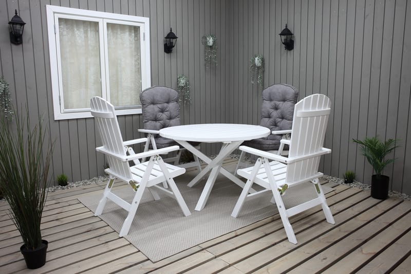 Scottsdale Puutarhapöytä Pyöreä Valkoinen Ø 112 cm - Valkoinen - Puutarhakalusteet - Terassipöydät - Ruokapöytä terassille