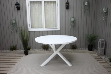 Scottsdale Puutarhapöytä Pyöreä Valkoinen Ø 112 cm - Valkoinen - Puutarhakalusteet - Terassipöydät - Ruokapöytä terassille