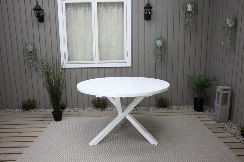 Scottsdale Puutarhapöytä Pyöreä Valkoinen Ø 112 cm - Valkoinen - Puutarhakalusteet - Terassipöydät - Ruokapöytä terassille