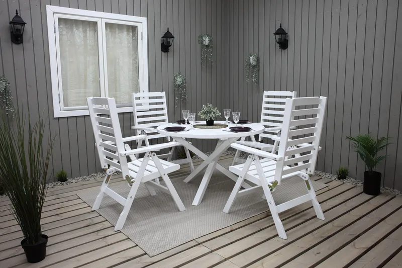 Scottsdale Puutarhapöytä Pyöreä Valkoinen Ø 112 cm - Valkoinen - Puutarhakalusteet - Terassipöydät - Ruokapöytä terassille