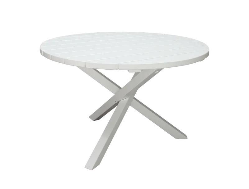 Scottsdale Puutarhapöytä Pyöreä Valkoinen Ø 112 cm, Valkoinen