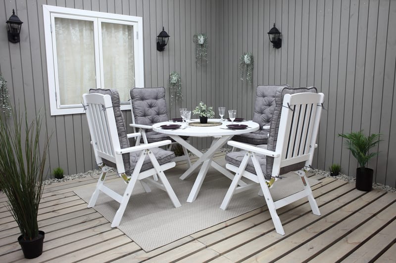 Scottsdale Puutarhapöytä Pyöreä Valkoinen Ø 112 cm - Valkoinen - Puutarhakalusteet - Terassipöydät - Ruokapöytä terassille