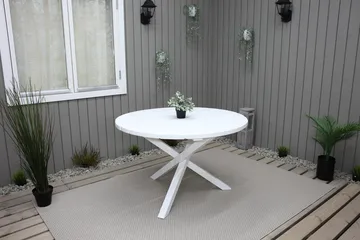 Scottsdale Puutarhapöytä Pyöreä Valkoinen Ø 112 cm - Valkoinen - Puutarhakalusteet - Terassipöydät - Ruokapöytä terassille