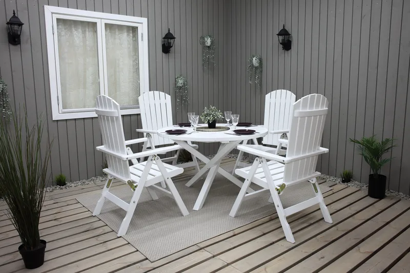 Scottsdale Puutarhapöytä Pyöreä Valkoinen Ø 112 cm - Valkoinen - Puutarhakalusteet - Terassipöydät - Ruokapöytä terassille