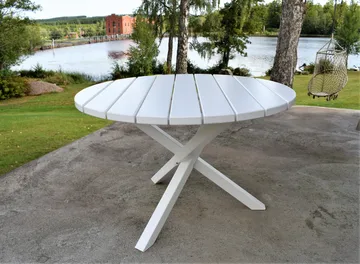 Scottsdale Puutarhapöytä Pyöreä Valkoinen Ø 112 cm - Valkoinen - Puutarhakalusteet - Terassipöydät - Ruokapöytä terassille
