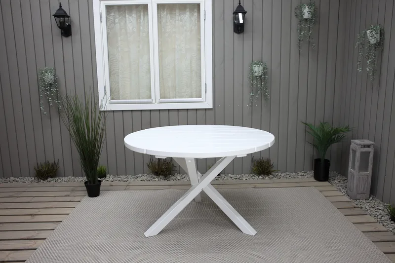 Scottsdale Puutarhapöytä Pyöreä Valkoinen Ø 112 cm - Valkoinen - Puutarhakalusteet - Terassipöydät - Ruokapöytä terassille