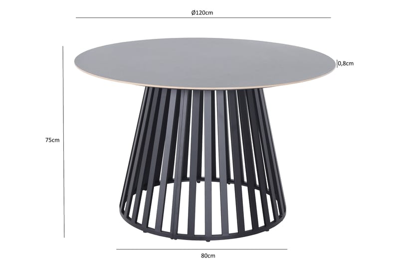 Sensi pyöreä ulkoruokapöytä 120 cm, metallia - Musta - Puutarhakalusteet - Terassipöydät - Ruokapöytä terassille