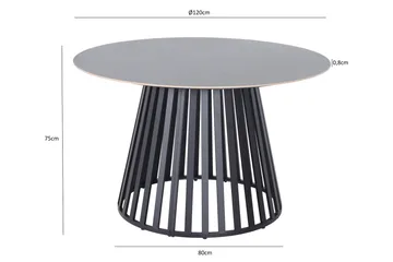 Sensi pyöreä ulkoruokapöytä 120 cm, metallia - Musta - Puutarhakalusteet - Terassipöydät - Ruokapöytä terassille
