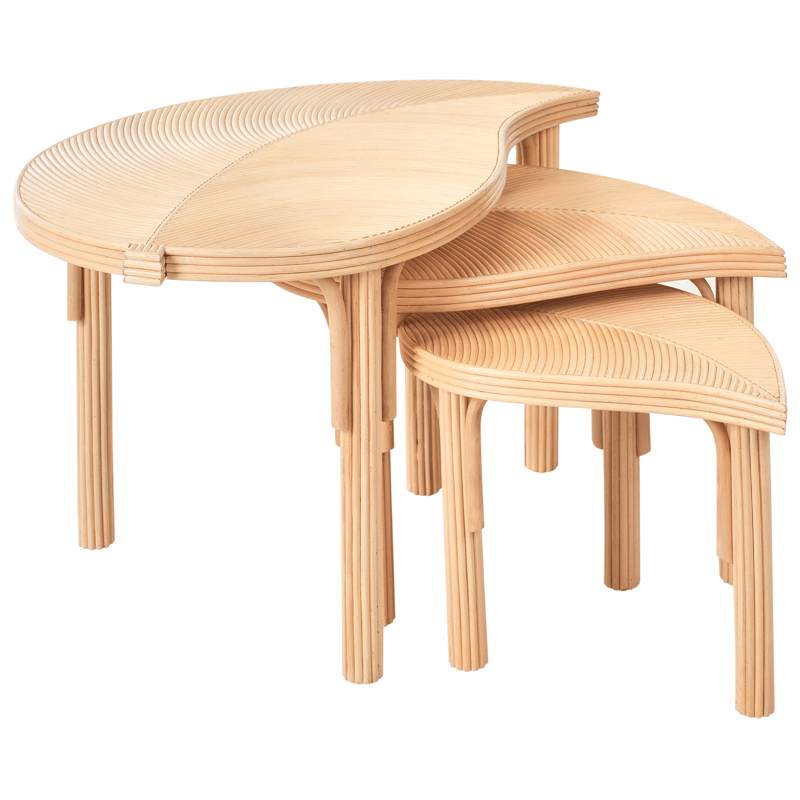Setti 3 sohvapöytää ulos Paralia rottinki - Luonnonvärinen/beige - Puutarhakalusteet - Terassipöydät - Sohvapöytä ulos & loungepöytä