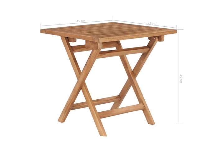 Kokoontaittuva puutarhapöytä 45x45x45 cm täysi tiikki - Ruskea - Sivupöydät ulos