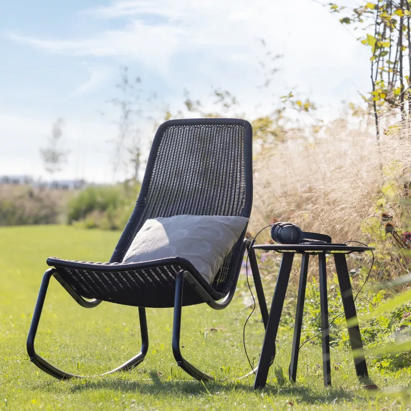 Sivupöytä Fer 49 cm pyöreä ulkokäyttöön - Musta - Puutarhakalusteet - Terassipöydät - Sivupöydät ulos