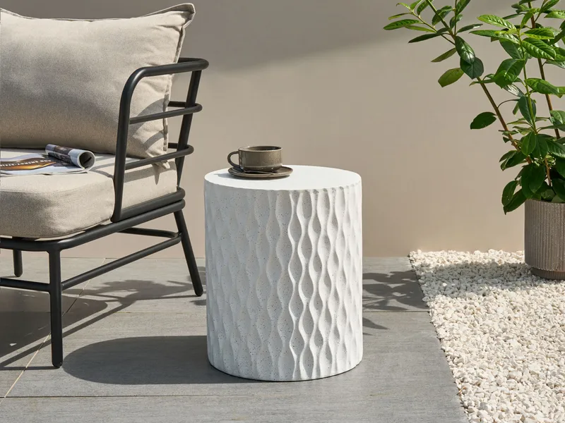 Sivupöytä ulos Antelao 37 cm terrazzoefekti - Valkoinen - Puutarhakalusteet - Terassipöydät - Sivupöydät ulos