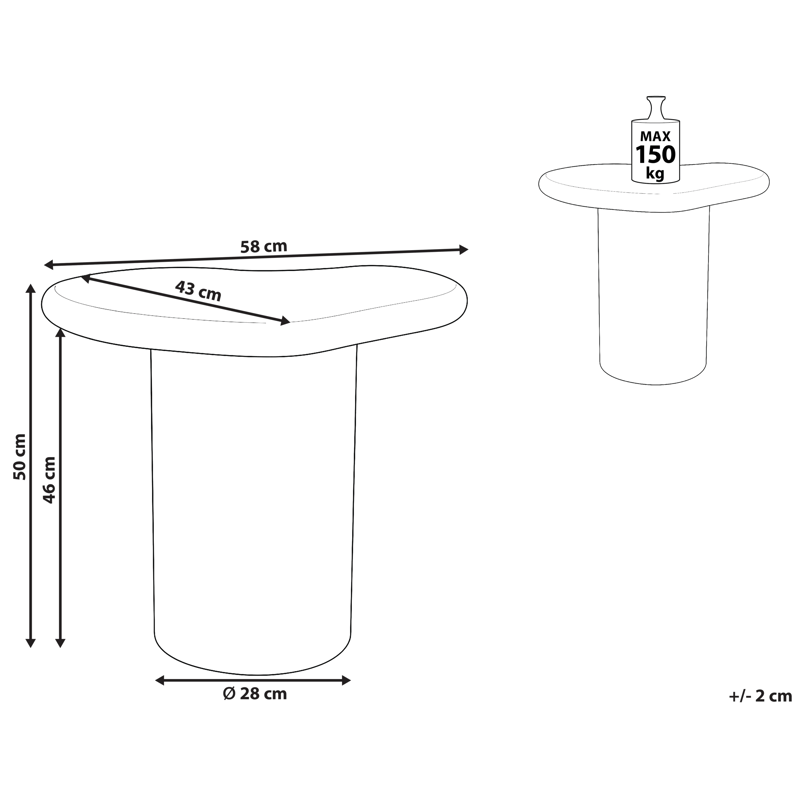 Sivupöytä ulos Arsoli 43x58 cm - Valkoinen - Puutarhakalusteet - Terassipöydät - Sivupöydät ulos