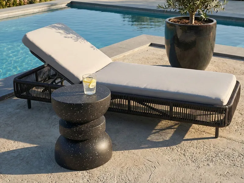 Sivupöytä ulos Faliro 37 cm 37 cm terrazzoefekti - Musta - Puutarhakalusteet - Terassipöydät - Sivupöydät ulos