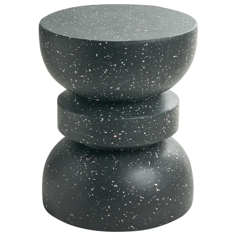 Sivupöytä ulos Faliro 37 cm 37 cm terrazzoefekti, Musta