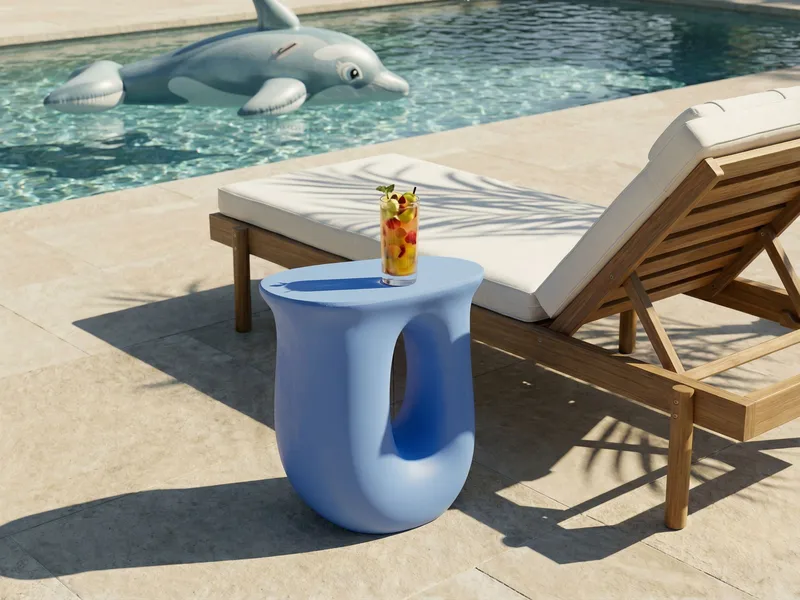 Sivupöytä ulos Idro 42 cm - Sininen - Puutarhakalusteet - Terassipöydät - Sivupöydät ulos