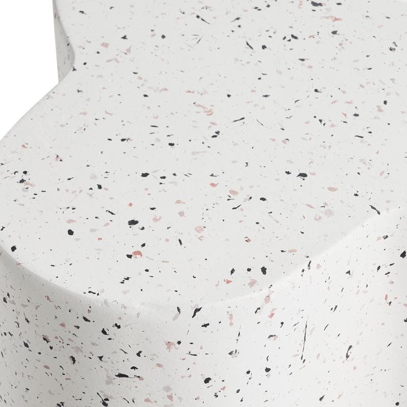 Sivupöytä ulos Tellaro 32x37 cm terrazzoefekti - Valkoinen - Puutarhakalusteet - Terassipöydät - Sivupöydät ulos