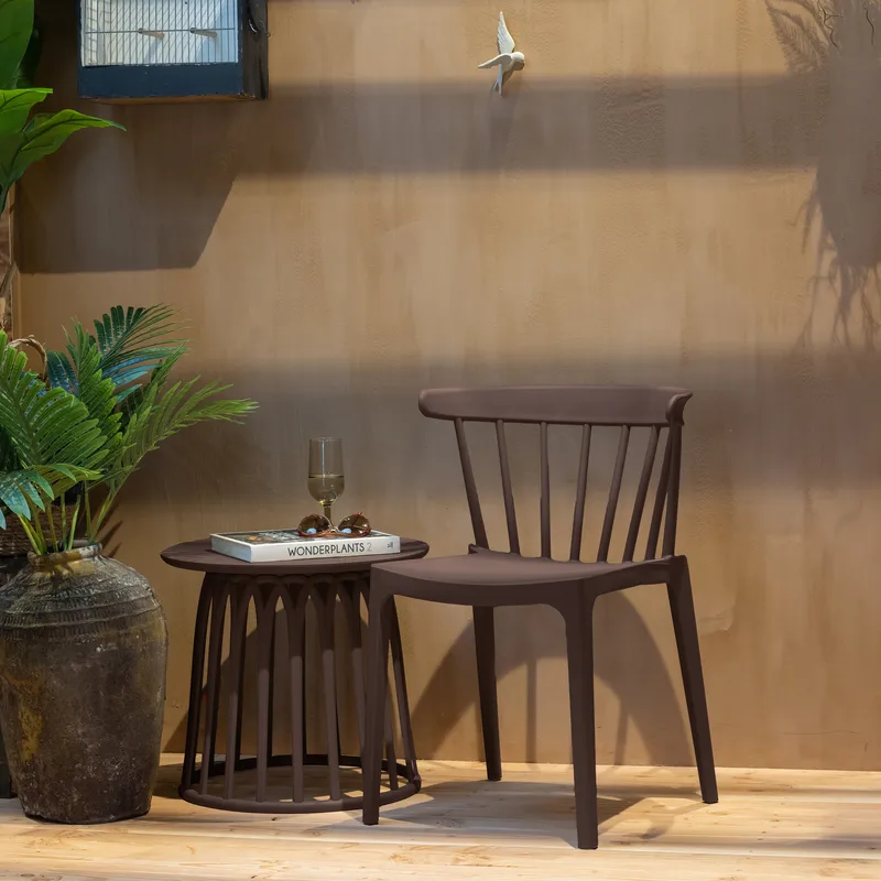 Sohvapöytä Boy 50 cm pyöreä ulkokäyttöön - Lila/Ruskea - Puutarhakalusteet - Terassipöydät - Sohvapöytä ulos & loungepöytä