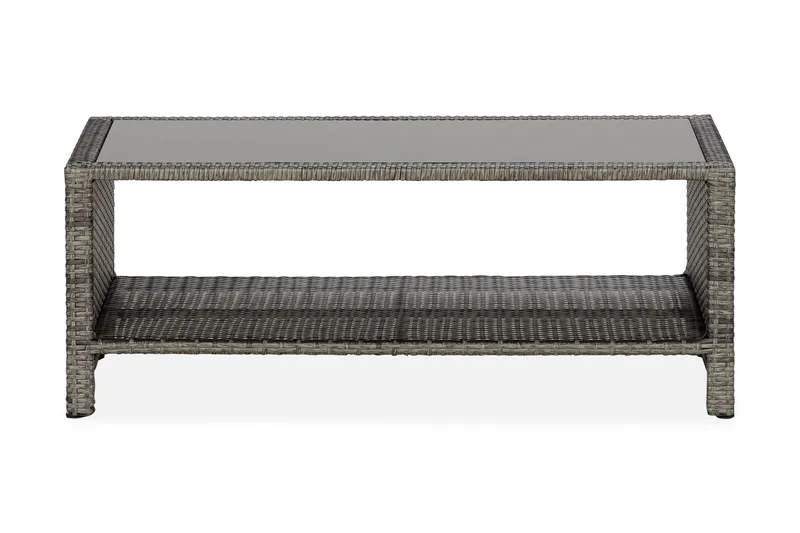 Pöytä Bahamas hyllyllä 113 cm - Harmaa - Puutarhakalusteet - Terassipöydät - Sohvapöytä ulos & loungepöytä