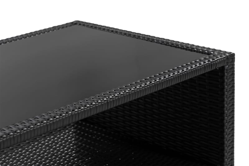 Pöytä Bahamas hyllyllä 113 cm - Musta - Puutarhakalusteet - Terassipöydät - Sohvapöytä ulos & loungepöytä