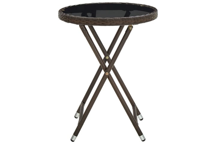 Teepöytä ruskea 60 cm polyrottinki ja karkaistu lasi - Sohvapöytä ulos & loungepöytä