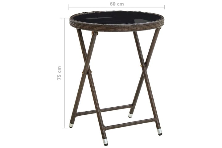 Teepöytä ruskea 60 cm polyrottinki ja karkaistu lasi - Sohvapöytä ulos & loungepöytä