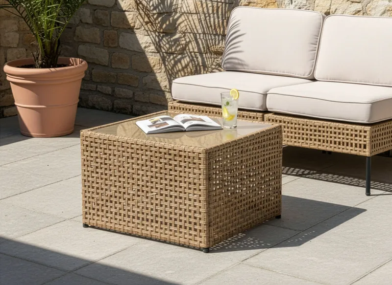 Sohvapöytä ulos Omegana 66 cm polyrottinki - Beige - Puutarhakalusteet - Terassipöydät - Sohvapöytä ulos & loungepöytä
