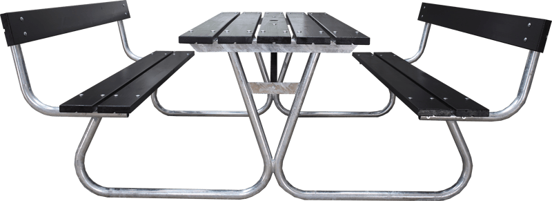 Stabil Pikniksetti Metalli Selkänoja mukana - Musta - Puutarhakalusteet - Terassipöydät - Piknikpöytä