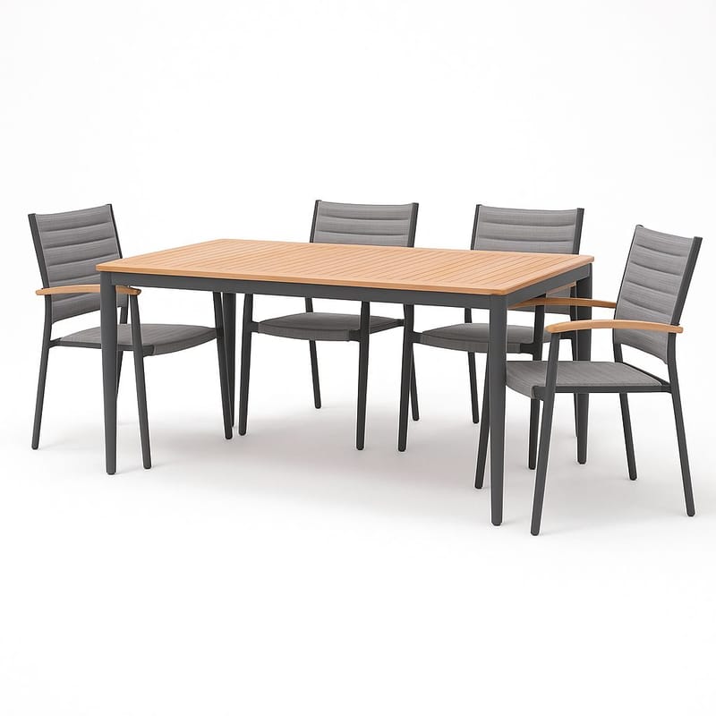 TOPAZ Ulkopöytä 144 cm - Puu/Harmaa - Puutarhakalusteet - Terassipöydät - Ruokapöytä terassille