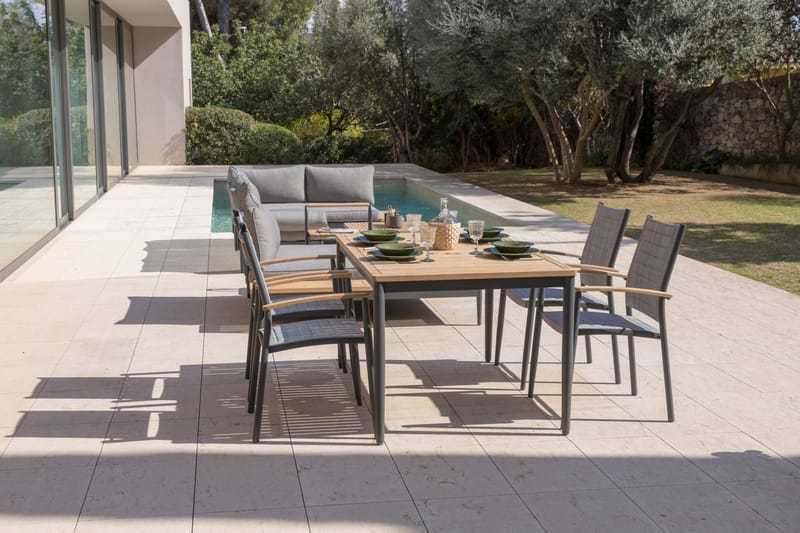 TOPAZ Ulkopöytä 144 cm - Puu/Harmaa - Puutarhakalusteet - Terassipöydät - Ruokapöytä terassille