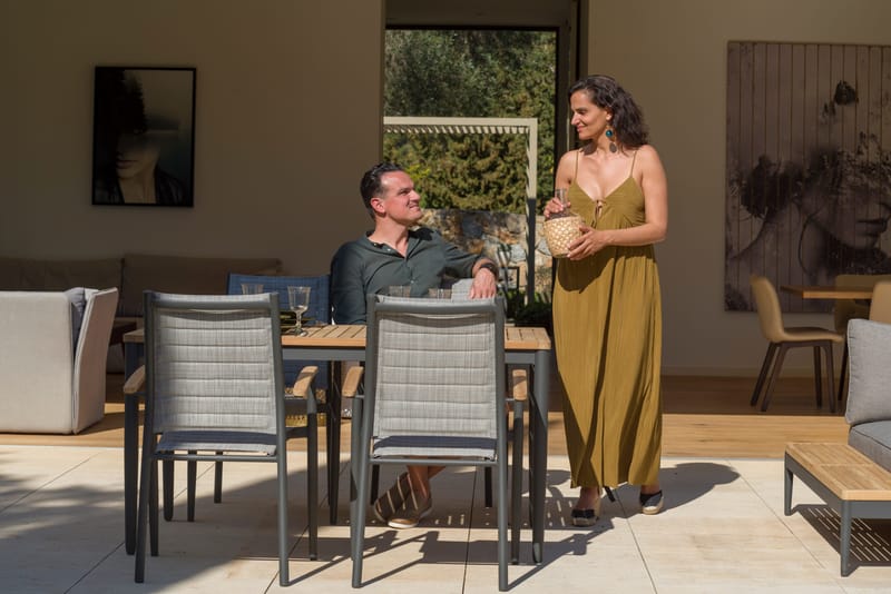 TOPAZ Ulkopöytä 144 cm - Puu/Harmaa - Puutarhakalusteet - Terassipöydät - Ruokapöytä terassille