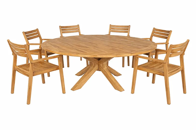 Toscana Ulkopöytä Ø180 cm - Luonnonvärinen - Puutarhakalusteet - Terassipöydät - Ruokapöytä terassille