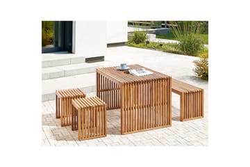 Trädgårdsbord Beliani Bellano 120x70x70 cm Light wood - Puutarhakalusteet - Terassipöydät - Ruokapöytä terassille