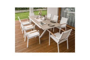 Trädgårdsbord Beliani Fanes Ljus trä/grå Light wood||White - Puutarhakalusteet - Terassipöydät - Ruokapöytä terassille