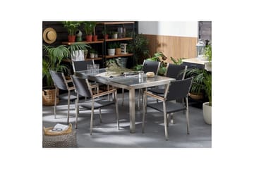 Trädgårdsbord Beliani Grosseto Grå/Silver, 90x180x74 cm Grey||Silver - Puutarhakalusteet - Terassipöydät - Ruokapöytä terassille