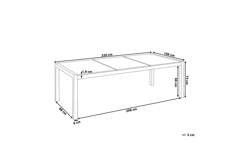Trädgårdsbord Beliani Grosseto Grå/Svart/Silver, 100x220x74 cm Grey||Black||Silver - Puutarhakalusteet - Terassipöydät - Ruokapöytä terassille