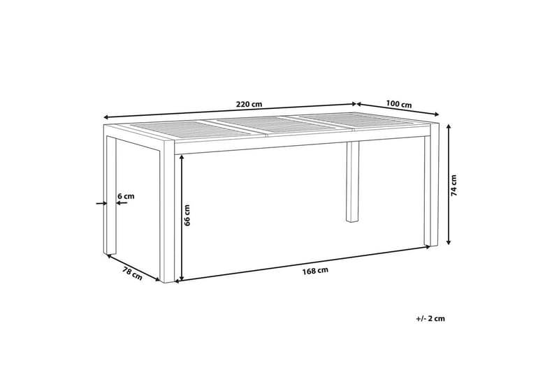 Trädgårdsbord Beliani Grosseto Grå/Svart/Silver, 100x220x74 cm Light wood||Silver - Puutarhakalusteet - Terassipöydät - Ruokapöytä terassille