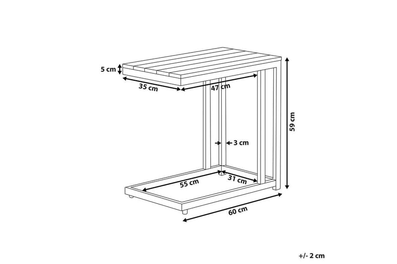 Trädgårdsbord Beliani Messina Ljus trä/vit, 35x60x59 cm Light wood||White - Puutarhakalusteet - Terassipöydät - Ruokapöytä terassille